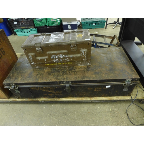 2294 - A military metal trunk and shell case