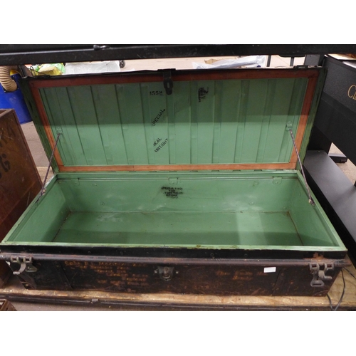 2294 - A military metal trunk and shell case