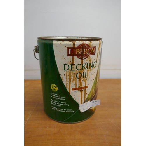 2270 - 3 tins of paint - Sadolin decking stain in 