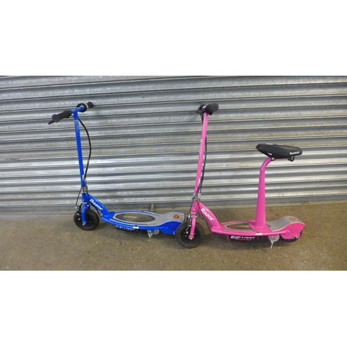 2106B - Two Razor E100S electric scooters, one pink and one blue   * Police repossession