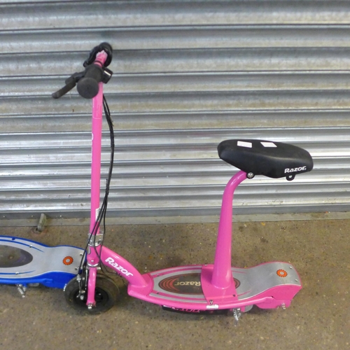 2106B - Two Razor E100S electric scooters, one pink and one blue   * Police repossession