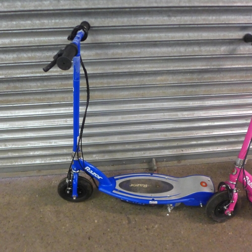 2106B - Two Razor E100S electric scooters, one pink and one blue   * Police repossession