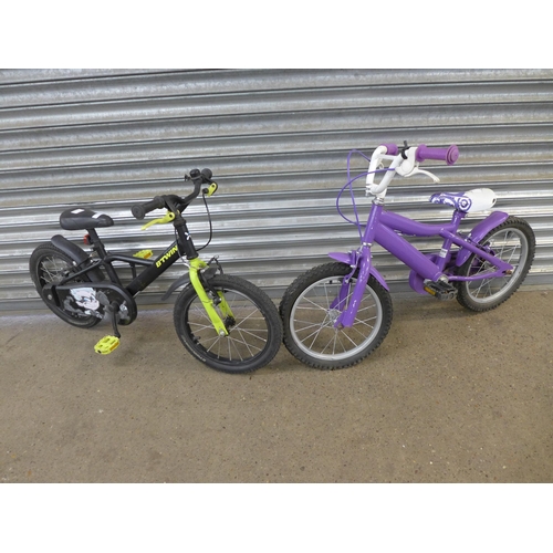 2117 - A Sweet Purple childrens bike and A B-Twin Dark hero 500 kids bike