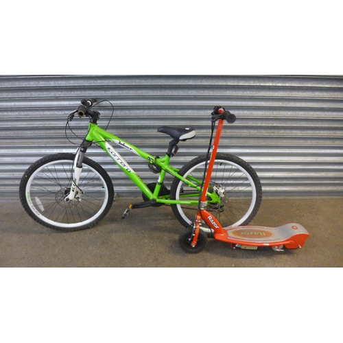 2121 - An aluminium framed Carrera Blast junior sized bicycle and electric Razor scooter