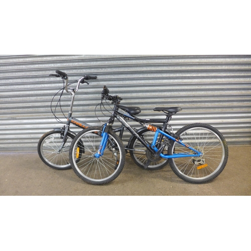 2124 - A Challenge fold up bike and a B'Twin full suspension junior sized bike *AF