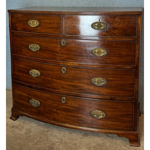 157 - A Regency mahogany bow front chest of drawers