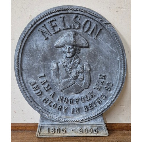 329 - A commemorative lead plaque of Lord Horatio Nelson