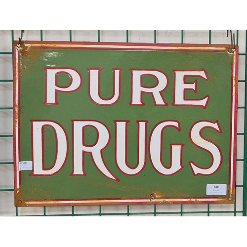 340 - A Pure Drugs enamelled metal sign