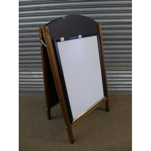 2133A - A large wooden framed A-frame shop/pub notice board with 25