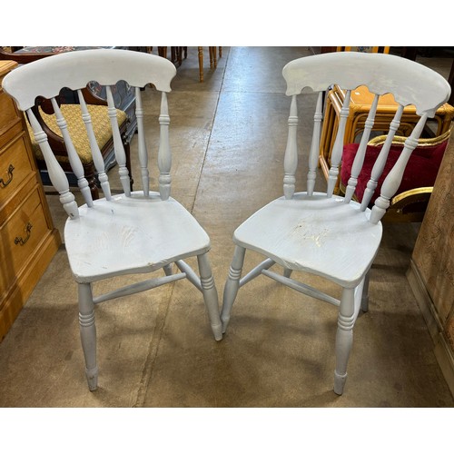 207A - A pair of Victorian painted elm and beech kitchen chairs