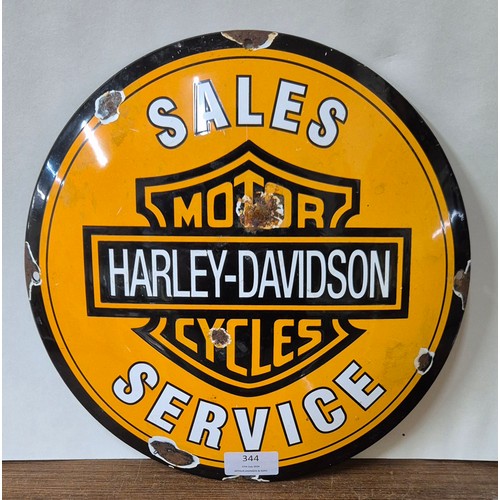 344 - A Harley-Davidson enamelled metal advertising sign