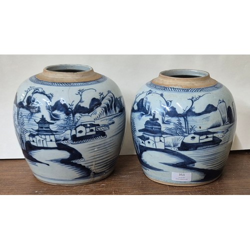 351 - A pair of late 17th/early 18th Century Chinese blue and white porcelain ginger jars