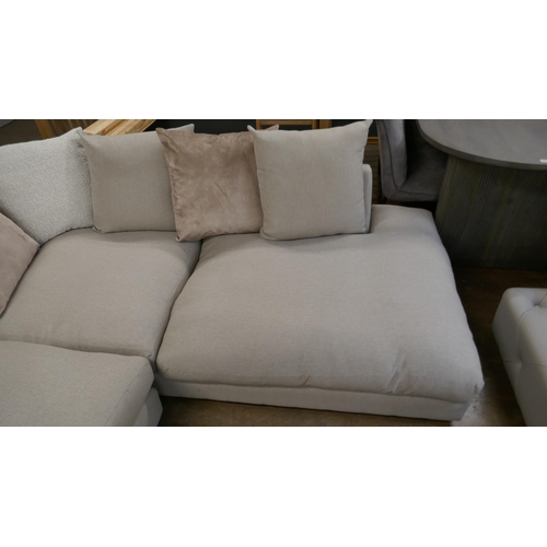 1406 - A light mink weave and velvet corner sofa RRP £1699