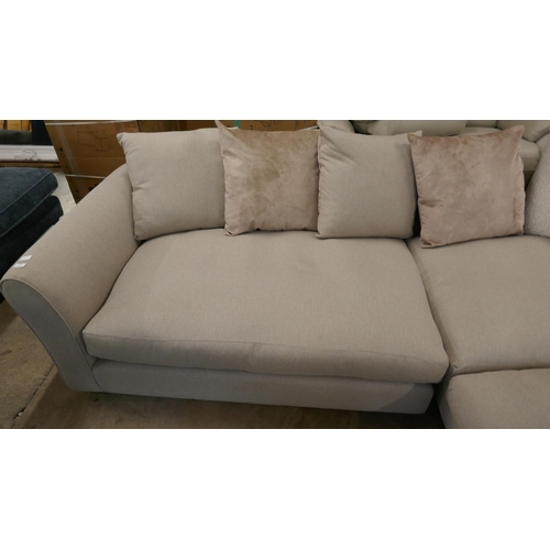 1406 - A light mink weave and velvet corner sofa RRP £1699