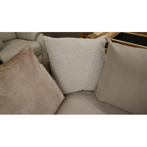 1406 - A light mink weave and velvet corner sofa RRP £1699