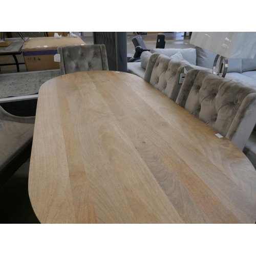 1422 - A Zen natural dining table with  Four Hoxton Taupe Velvet Fabric Dining Chairs and a taupe velvet, b... 