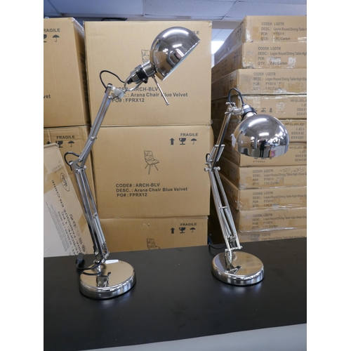 1437 - A pair of chrome desk lamps