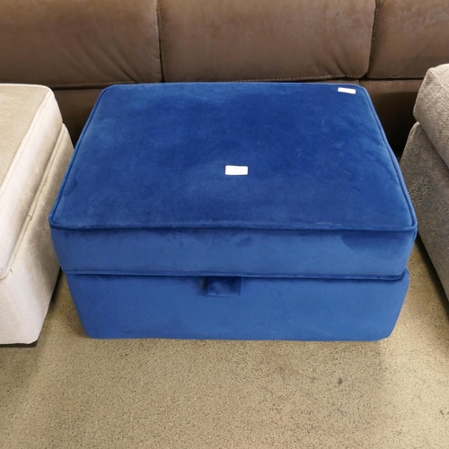 1542 - A blue velvet Hoxton footstool