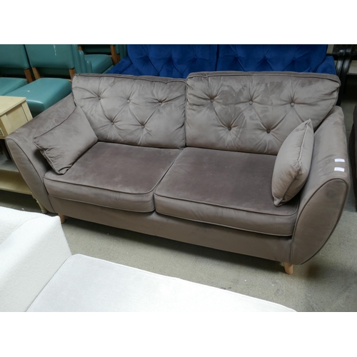 1563 - A mink velvet Hoxton three seater sofa