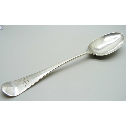 1002 - A George III silver scroll back spoon, Richard Rugg, London 1762, 50g