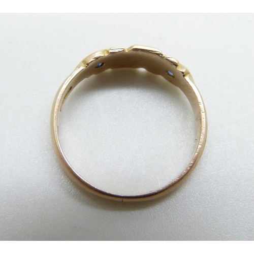 1010 - A 9ct gold ring, Birmingham 1901, 2.4g, N