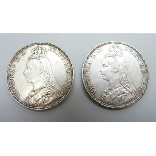 1018 - Two Queen Victoria Crowns, 1889 and 90