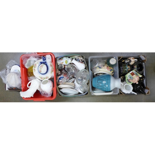 1105 - Five boxes of mixed ceramics and glass **PLEASE NOTE THIS LOT IS NOT ELIGIBLE FOR IN-HOUSE POSTING A... 