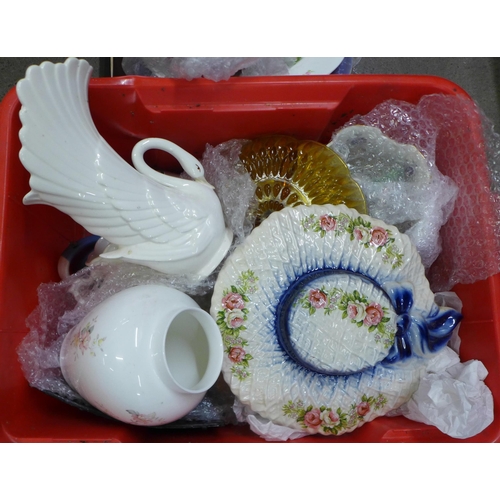 1105 - Five boxes of mixed ceramics and glass **PLEASE NOTE THIS LOT IS NOT ELIGIBLE FOR IN-HOUSE POSTING A... 