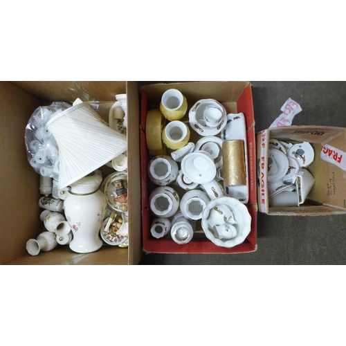 1109 - Three boxes of mixed china including Royal Doulton, Hammersley, Tara, herb and spice jars including ... 