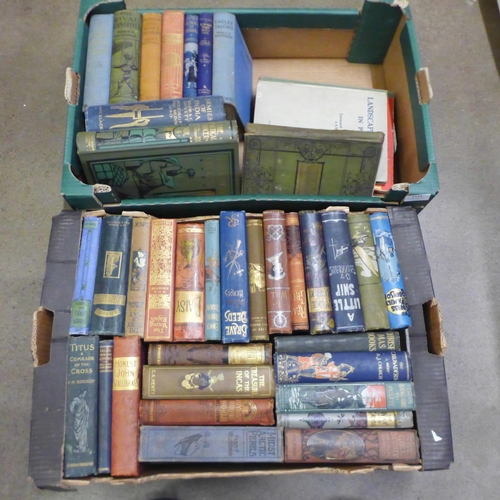 1110 - Two boxes of late 19th Century/early 20th Century novels, most with pictorial covers **PLEASE NOTE T... 