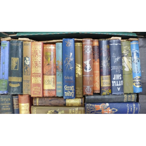 1110 - Two boxes of late 19th Century/early 20th Century novels, most with pictorial covers **PLEASE NOTE T... 