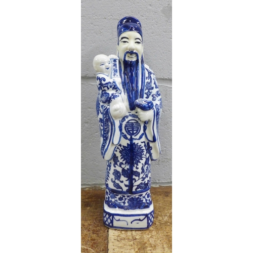 1117 - Three Chinese blue and white Immortals **PLEASE NOTE THIS LOT IS NOT ELIGIBLE FOR IN-HOUSE POSTING A... 