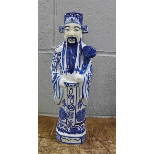 1117 - Three Chinese blue and white Immortals **PLEASE NOTE THIS LOT IS NOT ELIGIBLE FOR IN-HOUSE POSTING A... 