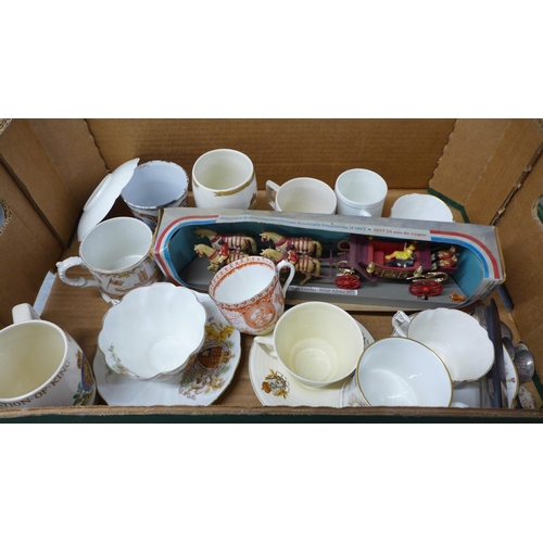 1123 - Three boxes of assorted china, etc. **PLEASE NOTE THIS LOT IS NOT ELIGIBLE FOR IN-HOUSE POSTING AND ... 