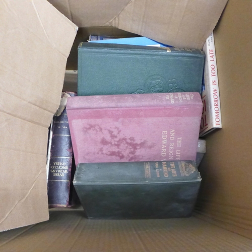 1136 - A box of hardback vintage books covering British history and culture, dating from 1900s onwards, inc... 