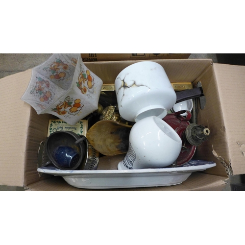 1137 - A box of mixed china and glass and a box of dolls **PLEASE NOTE THIS LOT IS NOT ELIGIBLE FOR IN-HOUS... 