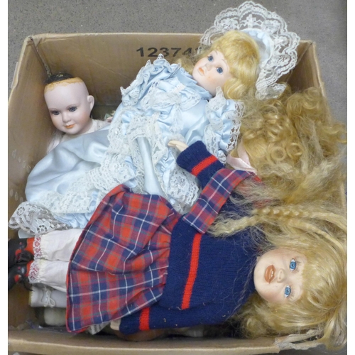 1137 - A box of mixed china and glass and a box of dolls **PLEASE NOTE THIS LOT IS NOT ELIGIBLE FOR IN-HOUS... 