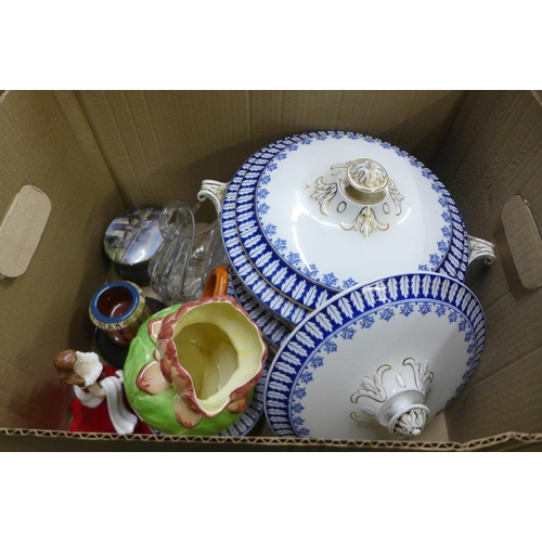 1142 - China and glassware including a Torquay match holder/striker, two boxes **PLEASE NOTE THIS LOT IS NO... 