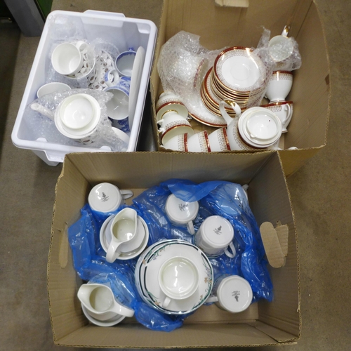 1143 - Three boxes of china including Royal Doulton Juno teawares **PLEASE NOTE THIS LOT IS NOT ELIGIBLE FO... 