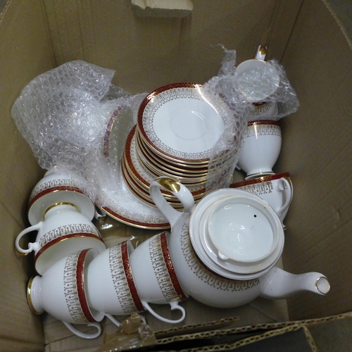 1143 - Three boxes of china including Royal Doulton Juno teawares **PLEASE NOTE THIS LOT IS NOT ELIGIBLE FO... 