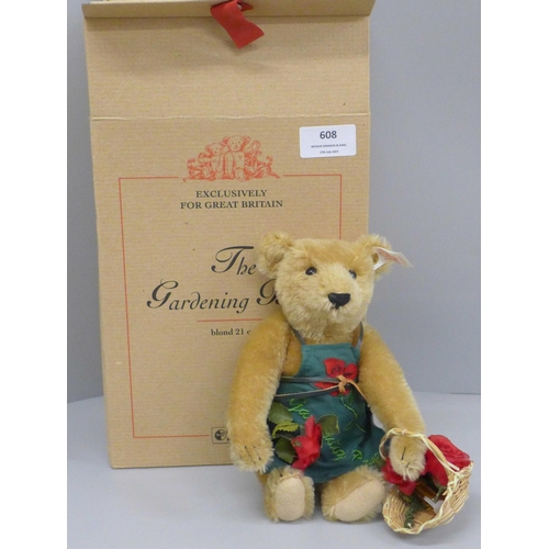 608 - A Steiff Teddy Bear, The Gardening Bear, Exclusively for Great Britain, No. 00270 of 4,000