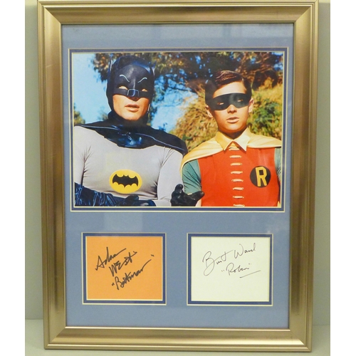 611 - A Batman and Robin display, signed by Adam West and Burt Ward, no COA