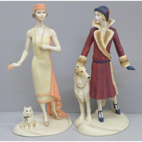 613 - Two Coalport Roaring Twenties figures, Pippa and Charlie, hand decorated