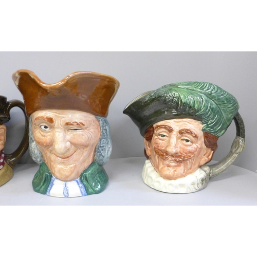 615 - Four Royal Doulton large character jugs, Tony Weller, Sam Weller, The Vicar of Bray and The Cavalier