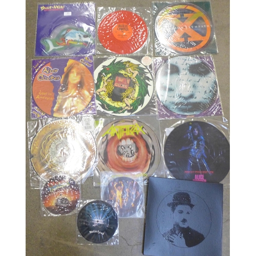 671 - A collection of rock picture disc records, LPs, 12