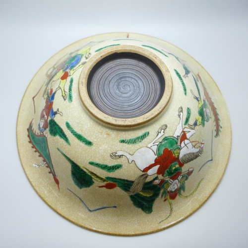 672 - A large early 20th Century Chinese crackle glaze bowl, 28cm diameter