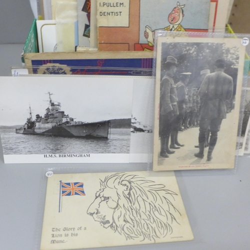 696 - Military postcards and ephemera