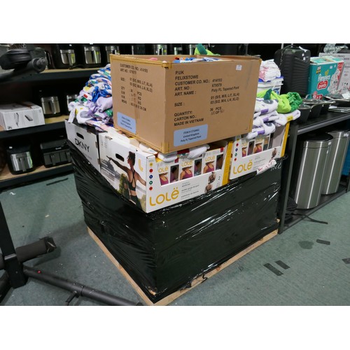 6215 - Pallet of assorted clothing inc Lole sports bras, Saint eve and Kirkland Signature, Estimated RRP £5... 