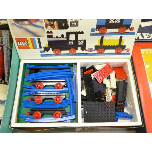 731 - A Meccano 3M motorised construction set, boxed, Lego including a 171 train set, a collection of die-... 