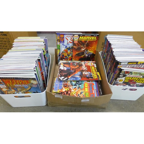 732 - Three boxes of 200 Marvel comics